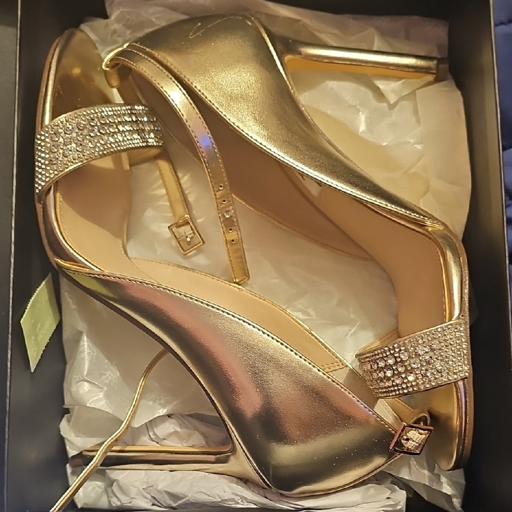 Nina Gold Embellished Heels